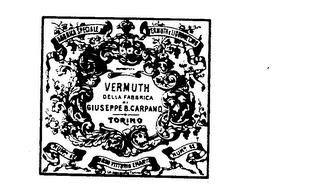 VERMUTH DELLA FABBRICA GIUSEPPE B. CARPANO TORINA trademark