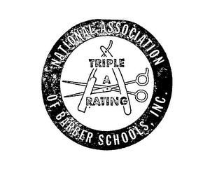 NATIONAL ASSOCIATION OF BARBER SCHOOLS, INC. TRIPLE A RATING trademark