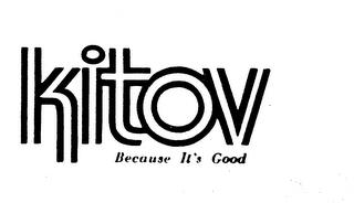 KITOV BECAUSE IT'S GOOD trademark