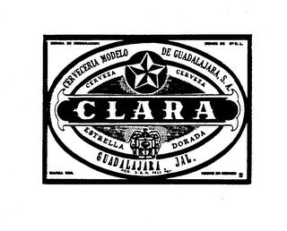 CLARA CERVEZA ESTRELLA DORADA trademark