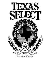 TEXAS SELECT NON-ALCOHOLIC MALT BEVERAGES CONTAINS LESS THAN 0.5% ALCOHOL BY VOLUME PREMIUM BREWED trademark