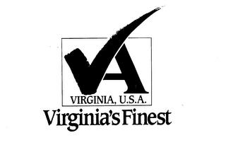 VA VIRGINIA, U.S.A. VIRGINIA'S FINEST trademark