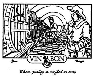 VIN BON WHERE QUALITY IS VERIFIED IN TIME. trademark