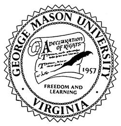 GEORGE MASON UNIVERSITY VIRGINIA FREEDOM AND LEARNING trademark