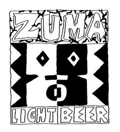 ZUMA LIGHT BEER trademark