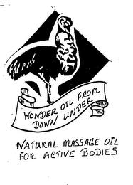 WONDER OIL FROM DOWN UNDER NATURAL MASSAGE OIL FOR ACTIVE BODIES trademark