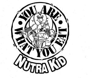 NUTRA KID YOU ARE WHAT YOU EAT SCHOOL LUNCH MENU MILK TAHER trademark