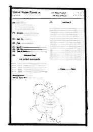 UNITED STATES PATENT PATENT NUMBER: DATE OF PATENT: ABSTRACT INVENTORS: APPL. NO.: FILED: INT. CL. U.S. CL. FIELD OF SEARCH REFERENCES CITED U.S. PATENT DOCUMENTS CLAIMS, FIGURE PRIMARY EXAMINER ATTORNEY, AGENT, FIRM trademark