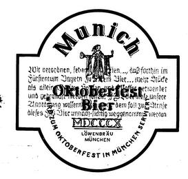 MUNICH OKTOBERFEST BIER MDCCCX LOWENBRAU MUNCHEN WIRDZUM OKTOBERFEST IN MUNCHEN SERVIERT trademark