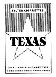 TEXAS FILTER CIGARETTES 20 CLASS A CIGARETTES trademark