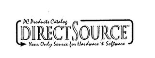 PC PRODUCTS CATALOG DIRECT SOURCE YOUR ONLY SOURCE FOR HARDWARE & SOFTWARE trademark