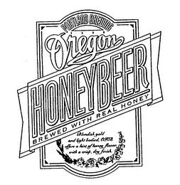 PORTLAND BREWING 1339 OREGON HONEY BEERBREWED WITH REAL HONEY BLONDISH GOLD AND LIGHT BODIED, OHB OFFERS A HINT OF HONEY FLAVOR WITH A CRISP, DRY FINISH. trademark