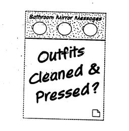 BATHROOM MIRROR MESSAGES OUTFITS CLEANED & PRESSED? trademark