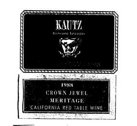 KAUTZ IRONSTONE VINEYARDS KAUTZ LIBRARY COLLECTION 1988 CROWN JEWEL CALIFORNIA RED TABLE WINE trademark