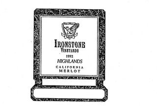 KAUTZ IRONSTONE VINEYARDS 1992 HIGHLANDS CALIFORNIA MERLOT trademark