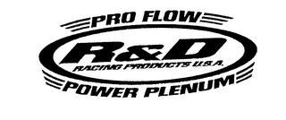 PRO FLOW POWER PLENUM R&D RACING PRODUCTS U.S.A. trademark