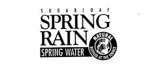 SUGARLOAF SPRING RAIN SPRING WATER NATURAL BOTTLED AT THE SOURCE trademark