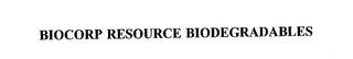 BIOCORP RESOURCE BIODEGRADABLES trademark