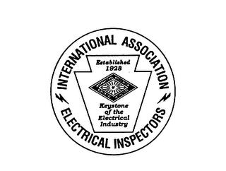 INTERNATIONAL ASSOCIATION ELECTRICAL INSPECTORS ESTABLISHED 1928 KEYSTONE OF THE ELECTRICAL INDUSTRY trademark