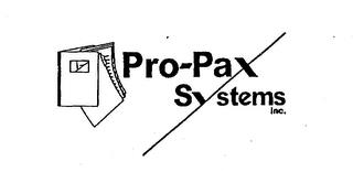 PRO-PAX SYSTEMS INC. trademark