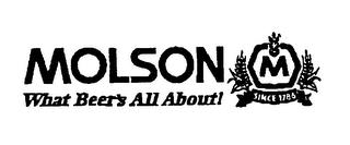 MOLSON WHAT BEER'S ALL ABOUT! M SINCE 1786 trademark