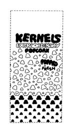 KERNELS EXTRAORDINARY POPCORN POPPED FRESH trademark