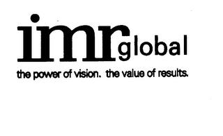 IMR GLOBAL THE POWER OF VISION. THE VALUE OF RESULTS. trademark