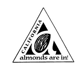 A CALIFORNIA ALMONDS ARE IN! trademark