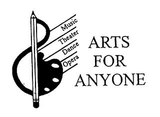 ARTS FOR ANYONE MUSIC THEATER DANCE OPERA trademark