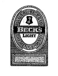 BRAUEREI BECK & CO BECK'S LIGHT BREMEN GERMANY trademark