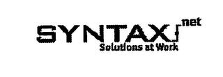 SYNTAX.NET SOLUTIONS AT WORK trademark