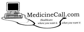 MEDICINECALL.COM HEALTHCARE WHERE YOU WANT IT, WHEN YOU WANT IT. trademark