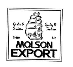 MOLSON EXPORT QUALITE & TRADITION QUALITY & TRADITION BIERE ALE trademark