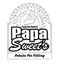 TASTE THE COMFORT PAPA SWEET'S POTATO PIE FILLING trademark