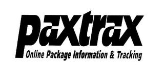 PAXTRAX ONLINE PACKAGE INFORMATION & TRACKING trademark