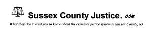 SUSSEX COUNTY JUSTICE.COM WHAT THEY DON'T WANT YOU TO KNOW ABOUT THE CRIMINAL JUSTICE SYSTEM IN SUSSEX COUNTY, NJ trademark