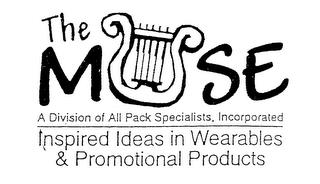 THE MUSE A DIVISION OF ALL PACK SPECIALISTS, INCORPORATED INSPIRED IDEAS IN WEARABLES & PROMOTIONAL PRODUCTS trademark