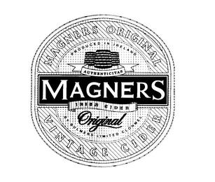 MAGNERS ORIGINAL VINTAGE CIDER PRODUCED IN IRELAND AUTHENTICITAS MAGNERS IRISH CIDER ORIGINAL BY BULMERS LIMITED CLONMEL trademark