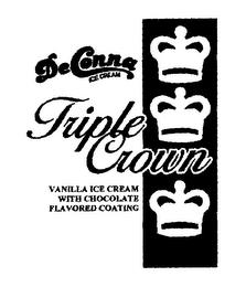 DECONNA ICE CREAM TRIPLE CROWN VANILLA ICE CREAM WITH CHOCOLATE FLAVORED COATING trademark