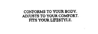 CONFORMS TO YOUR BODY. ADJUSTS TO YOUR COMFORT. FITS YOUR LIFESTYLE. trademark