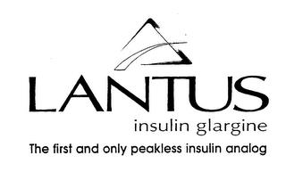 LANTUS INSULIN GLARGINE THE FIRST AND ONLY PEAKLESS INSULIN ANALOG trademark