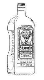 JAGERMEISTER AUSZUG EDELSTER KRAEUTER KRAEUTER LIQUEUR CARAMEL COLOR ADDED 1,75 LITER 35% ALC. BY VOL. (70 PROOF) PRODUCED AND BOTTLED BY MAST-JAEGERMEISTER AG WOLFENBUETTEL, WESTERN GERMANY GEGRUENDET IM JAHRE 1878 DAS IST DES JAEGERS EHRENSCHILD, DASS ER BESCHUETZT UND HEGT SEIN WILD, WEIDMAENNISCH JAGT, WIE SICH'S GEHOERT, DEN SCHOEPFER IM GESCHOEPFE EHRT IMPORTED SERVE COLD KEEP ON ICE trademark