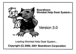 BOARDTOWN WOMBAT HELP DESK SYSTEM VERSION 3.0 trademark