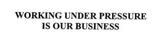 WORKING UNDER PRESSURE IS OUR BUSINESS trademark