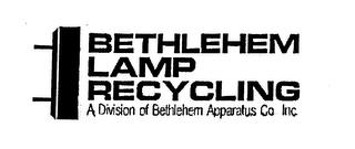 BETHLEHEM LAMP RECYCLING A DIVISION OF BETHLEHEM APPARATUS CO., INC. trademark