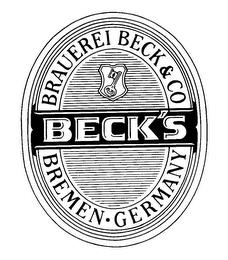 BECK'S BRAUEREI BECK & CO BREMEN-GERMANY trademark