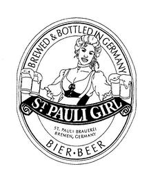 ST. PAULI GIRL BREWED & BOTTLED IN GERMANY ST. PAULI BRAUEREI BREMEN, GERMANY BIER BEER trademark