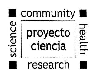 PROYECTO CIENCIA COMMUNITY HEALTH RESEARCH SCIENCE trademark