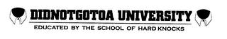 DIDNOTGOTOA UNIVERSITY EDUCATED BY THE SCHOOL OF HARD KNOCKS trademark