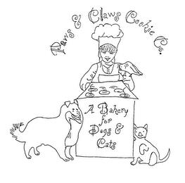 PAWS & CLAWS COOKIE CO. A BAKERY FOR DOGS & CATS trademark